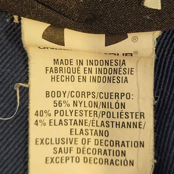 Under Armour UA Mens 34 x 11" Navy Blue Stripe Performance Golf Shorts Flat - Picture 8 of 9